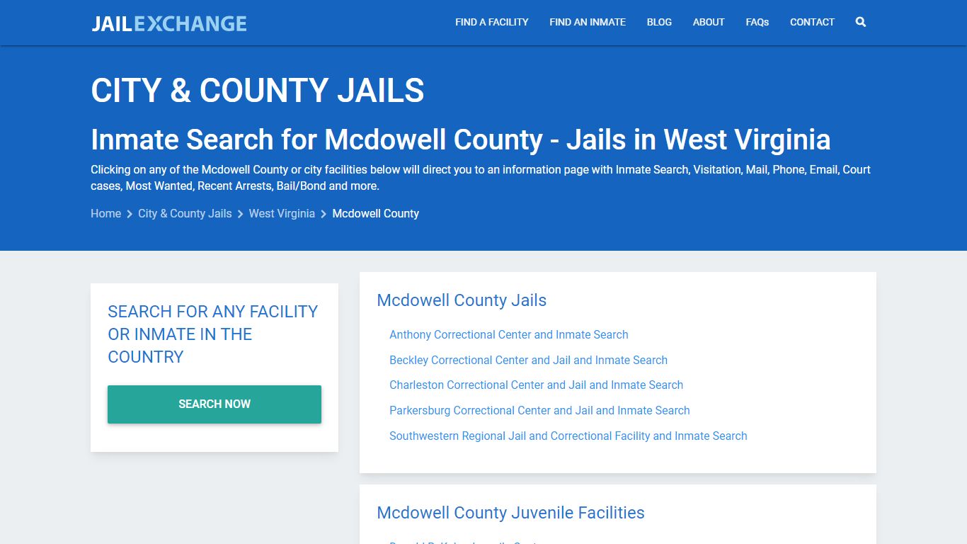 Inmate Search for Mcdowell County | Jails in West Virginia - Jail Exchange